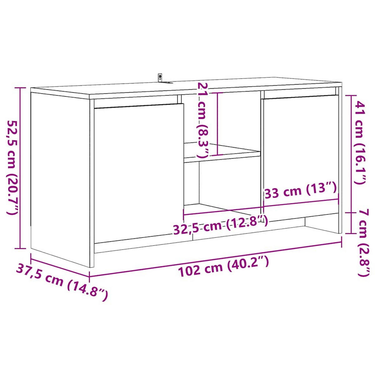 TV-SCHRANK Artisan-Eiche 102/37,5/52,5 Cm Holzwerkstoff - Eiche Artisan, Holzwerkstoff (37.5/52.5/102cm) - vidaXL