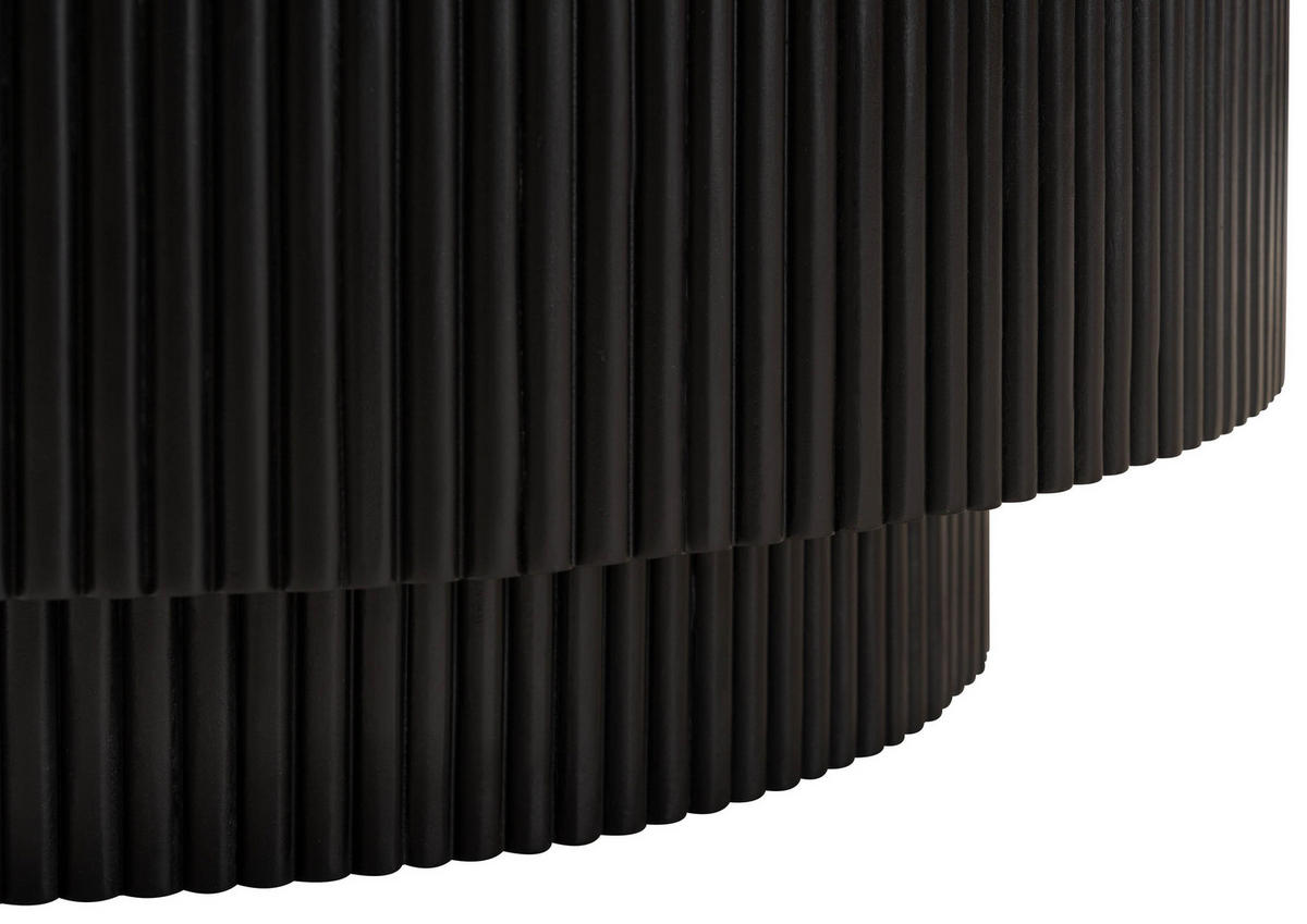 COUCHTISCH rund Mango 80x80x45 schwarz lackiert / Marmor weiß BARCELONA #120 - Schwarz, Holz (80/80/45cm) - Massivmoebel24