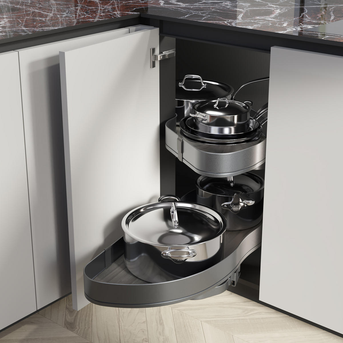 ECKSYSTEM Lake Harmony Für Küchenmodul Rechts, Höhenverstellbar, Stahl Und Holz, Anthrazitgrau - Grau, Metall (86.2/77/50cm) - EMUCA
