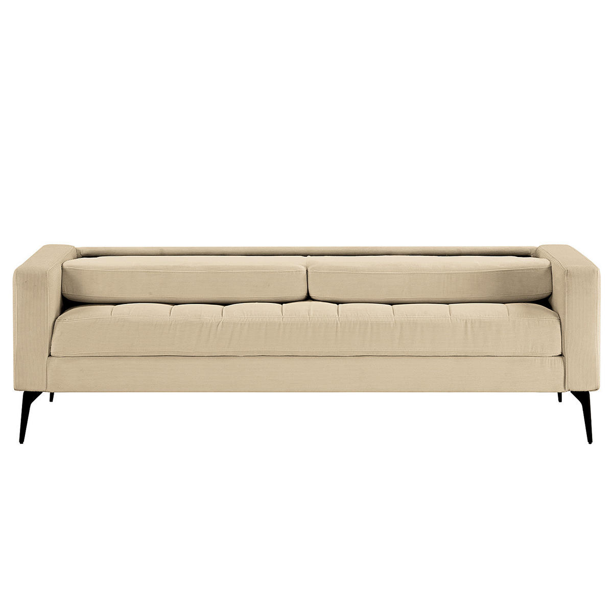 3-SITZER SOFA - Beige - Cord - Stahl - 194 x 82 x 76 cm - Beige/Schwarz, Textil/Metall (194/82/76cm) - home24