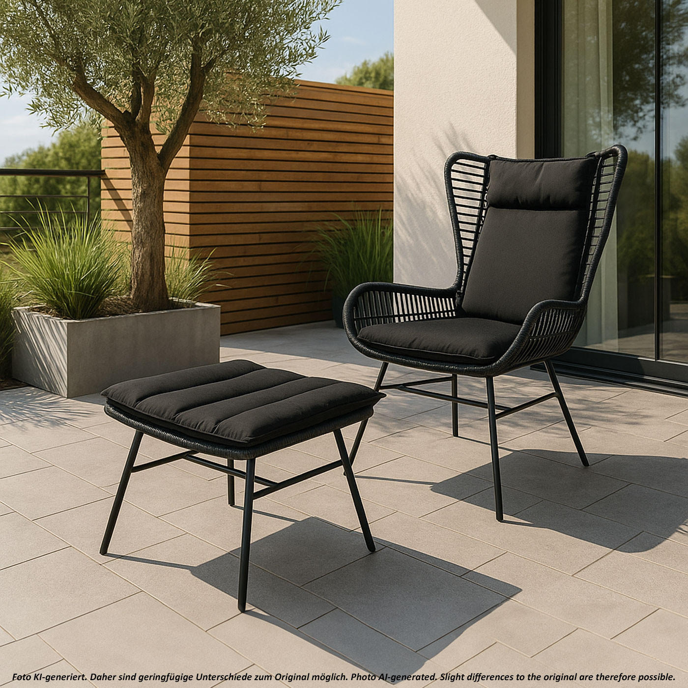 POLY-RATTAN SET G17B Anthrazit - Anthrazit, Kunststoff (68/103/70cm) - MCW