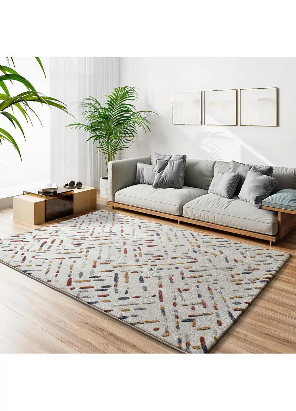 KURZFLORTEPPICH Creme / Mehrfarbig Amara 200/290 cm - Multicolor/Creme, Naturmaterialien/Textil (200/290cm) - Atticgo