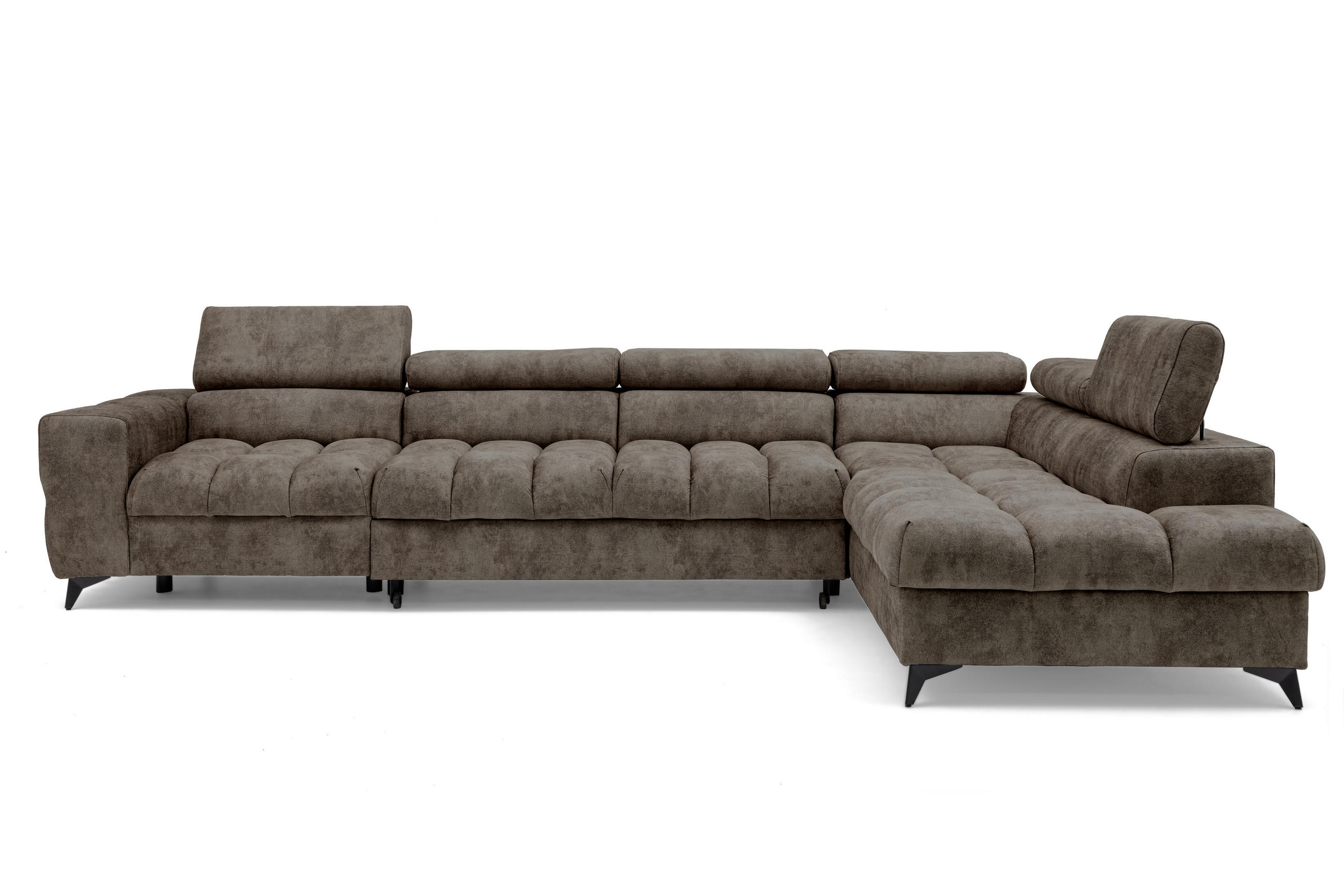ECKSOFA Pudding Maxi mit Schlaffunktion und Bettkasten - Braun, Textil (203/350cm) - Muffo