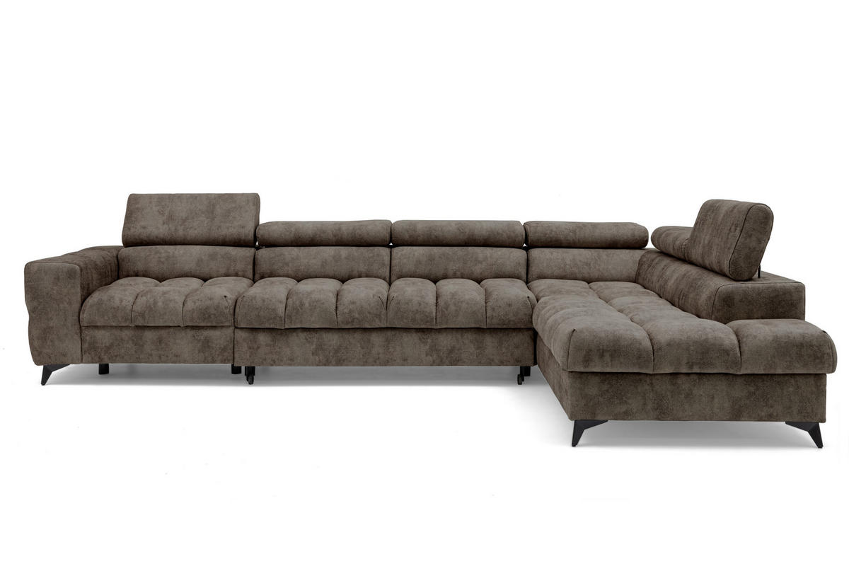 ECKSOFA Pudding Maxi mit Schlaffunktion und Bettkasten - Braun, Textil (203/350cm) - Muffo