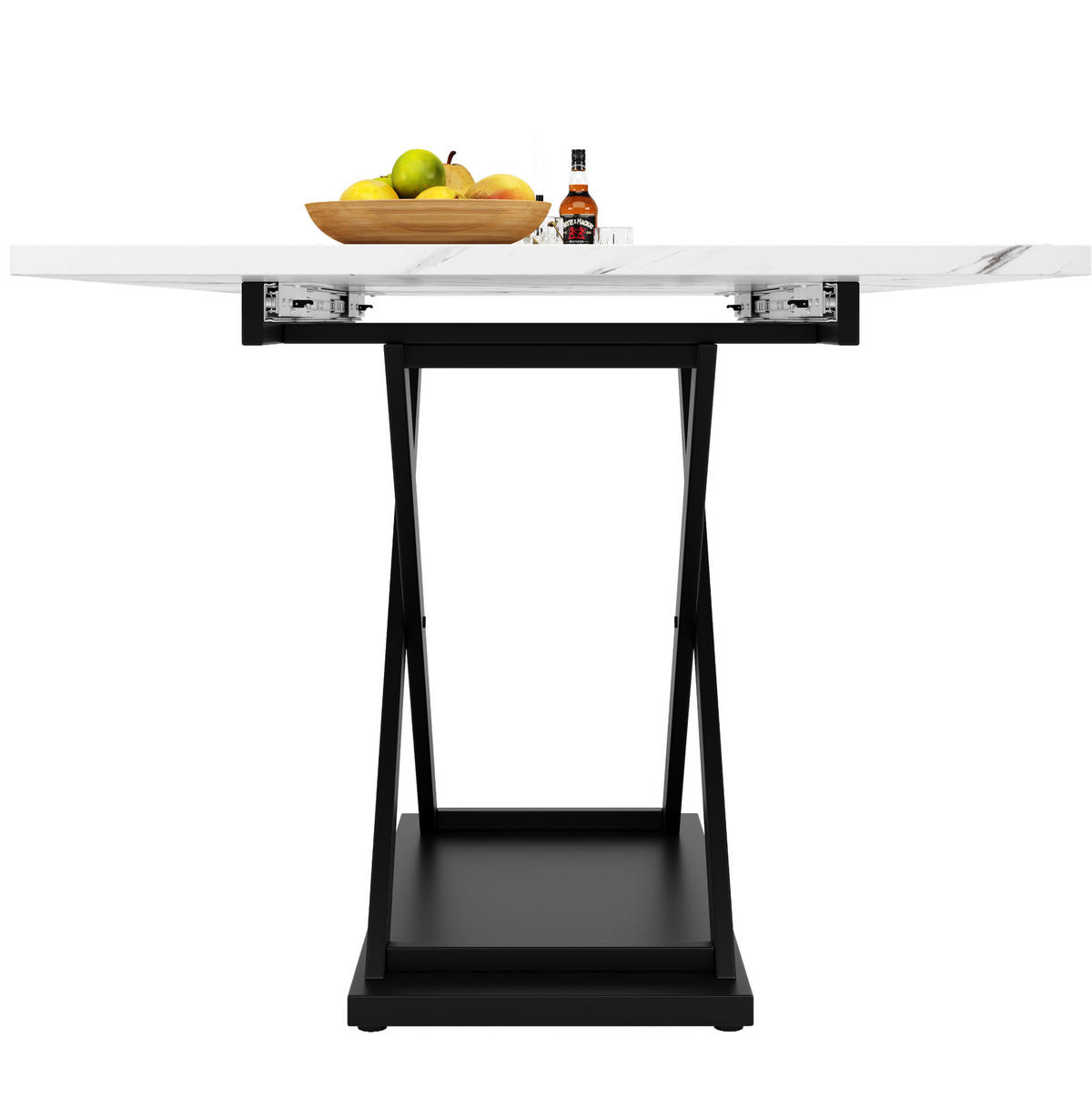 JÍDELNÍ stůl 120-160/80/75 cm bílá/černá z MDF a kovu rozkládací s křížovou podnoží - bílá, kompozitní dřevo (160/80/75cm) - OKWISH