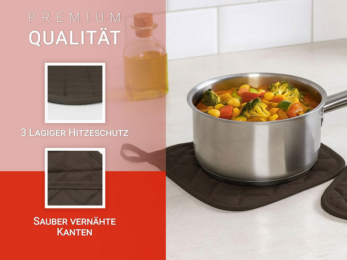 OFENHANDSCHUHE, 2er-Set, 24x24 cm, 100% Baumwolle - Braun, Textil (24/24cm) - Zollner