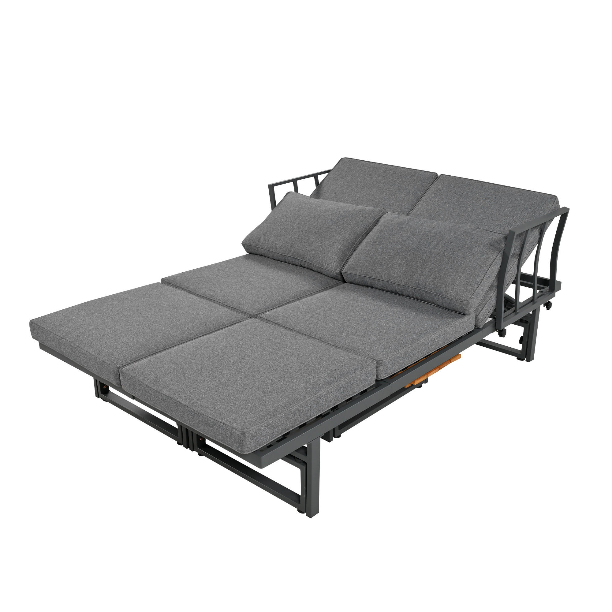 GARTENLOUNGE-SET mit 2 Sofas, Tisch Gartenlounge Set mit aller Sitzkissen und Kissen - Naturfarben/Grau, Holzwerkstoff/Textil - STILVORA