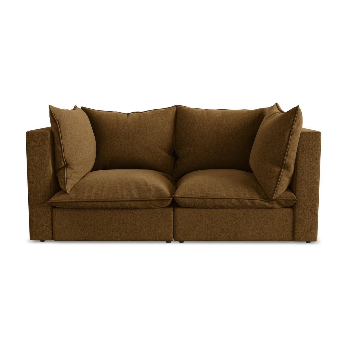 2-SITZER SOFA Samt Stoff Gelb - Currygelb/Schwarz, Holzwerkstoff/Kunststoff (180/77/90cm) - Makamii
