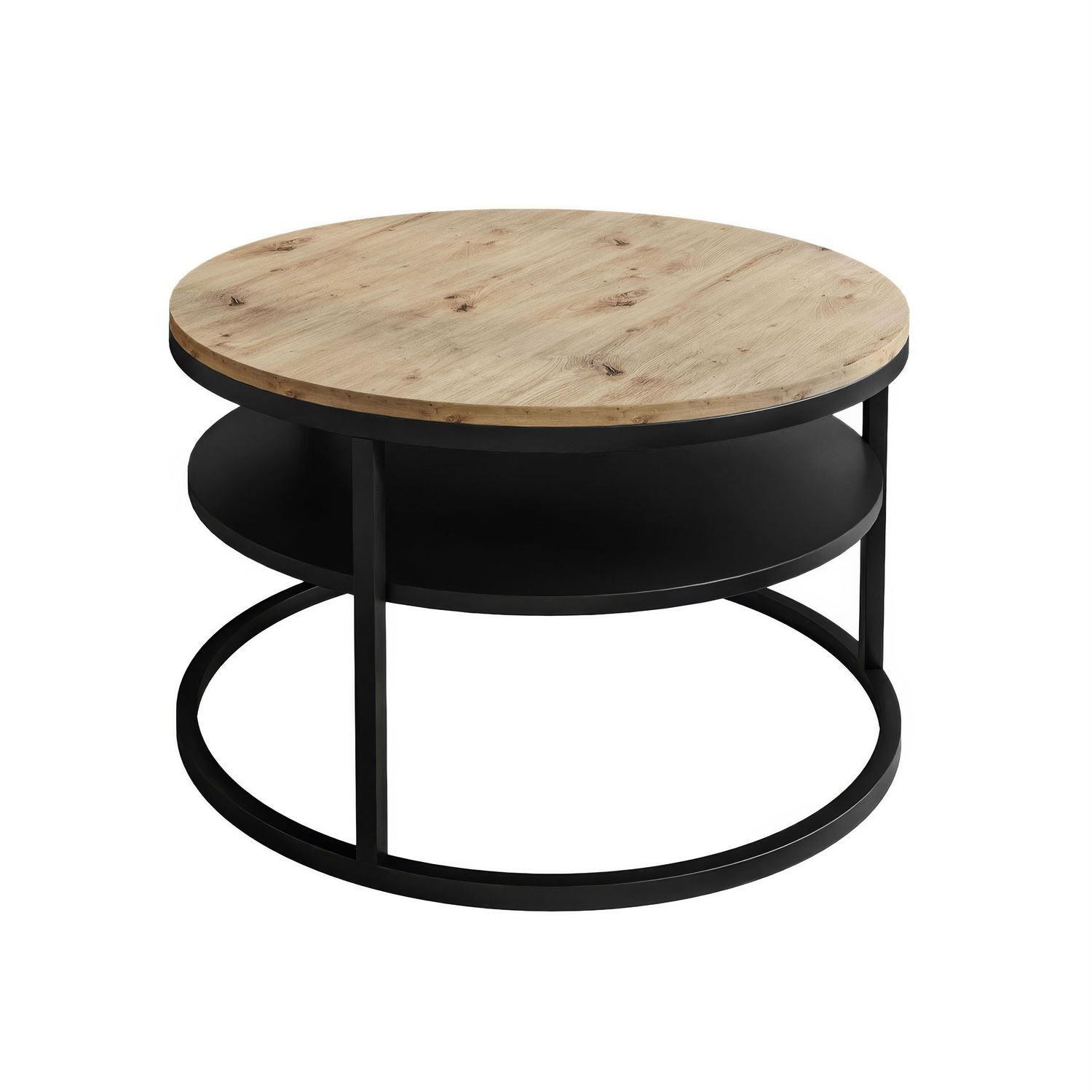 COUCHTISCH CIRI SLIM mit Regal Eichenholz Artisan - Schwarz, Holzwerkstoff (60/60/42cm) - Lookway
