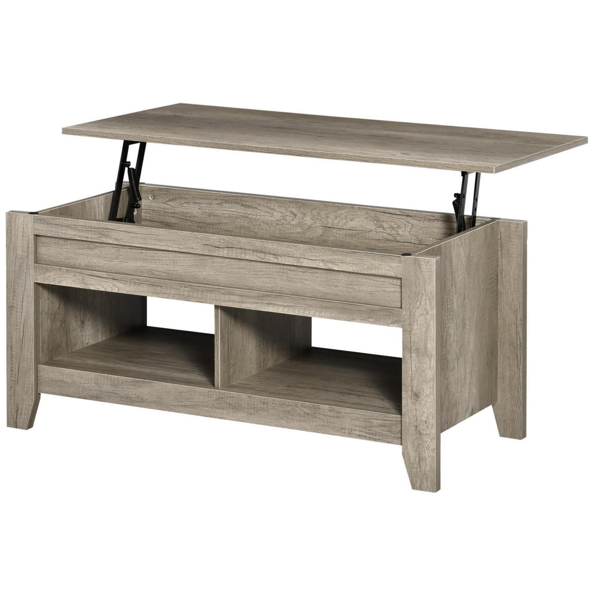 COUCHTISCH DE-15733 klappbare Platte, 105x50x49-62,5 cm Hell Eiche - Eichefarben, Holzwerkstoff (105/74/61.5cm) - ComfortXL