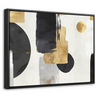LEINWAND Bilder mit Rahmen - Gold - Rechtecke - Kreise - Abstrakt - 40x30 - Weiß, Textil (40/30cm) - MuchoWow