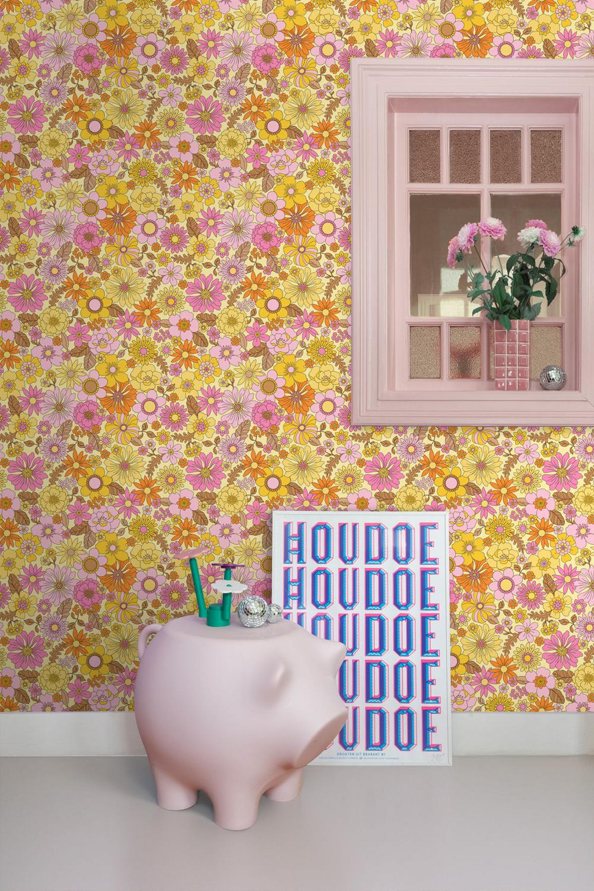 TAPETE Retro Blumen 50 x 900 cm - Gelb, Papier (50/900cm) - ESTAhome
