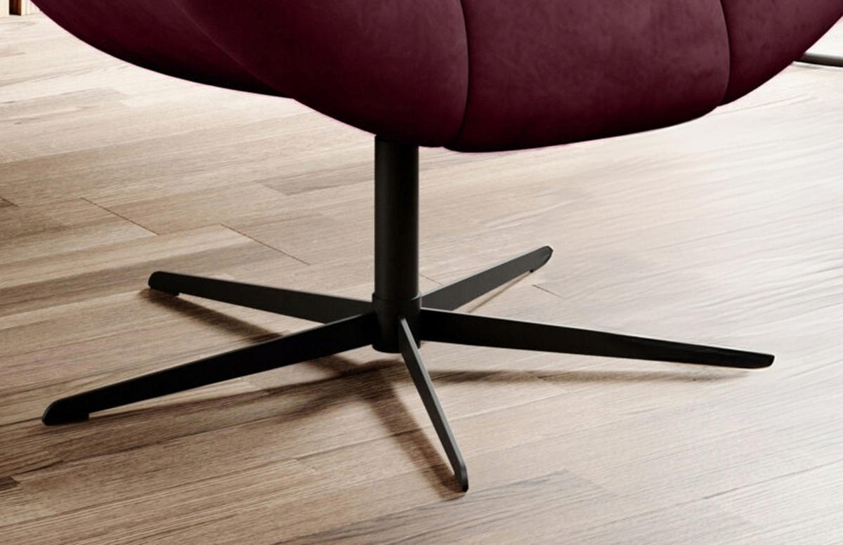 SESSEL SENSI Relaxstuhl mit 360° Drehung und Schwingfunktion – Lux-Schaumkissen, Kastanienbraun, 104x46x119 cm - Bordeaux/Schwarz, Holz/Textil (104/119/84cm) - DomoHome