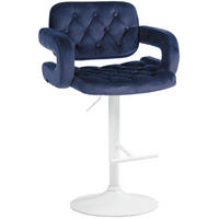 BARHOCKER Samt blau - Blau/Weiß, Textil (62/103/55cm) - CLP