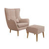 SESSEL Estjano Cord mit Fußbank - Hellrosa/Beige, Holz (80/106/95cm) - MIRJAN24