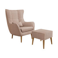 SESSEL Estjano Cord mit Fußbank - Hellrosa/Beige, Holz (80/106/95cm) - MIRJAN24