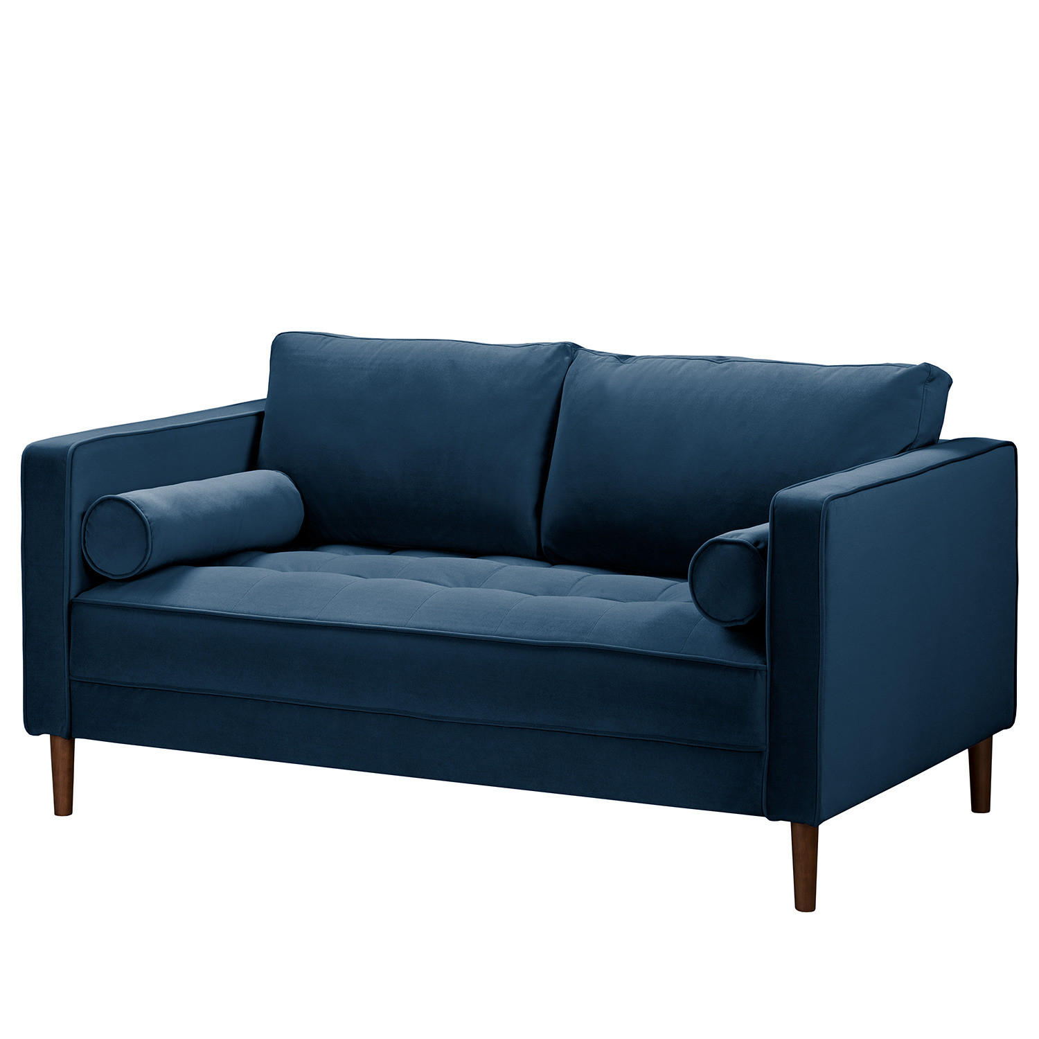 2-SITZER SOFA - Samt - Dunkelblau, Textil (150/80/86cm) - home24