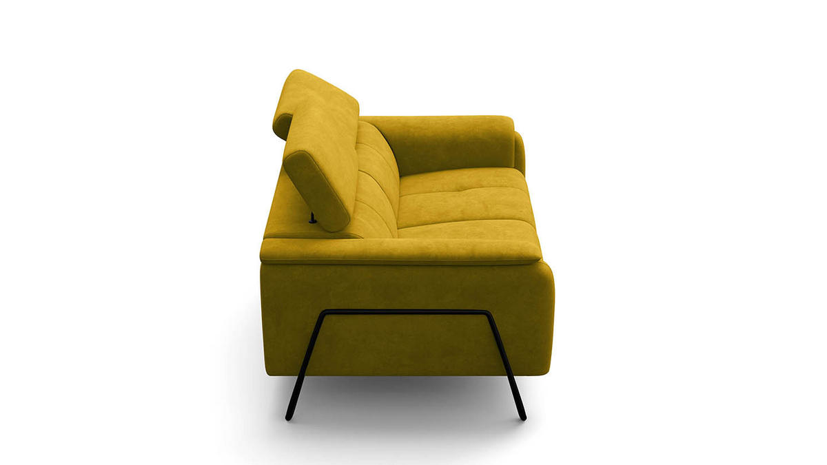 SOFA RODEN 2-Sitzer, dunkegelb, Veloursstoff - Gelb, Holz/Textil (152/82/103cm) - Wozimo