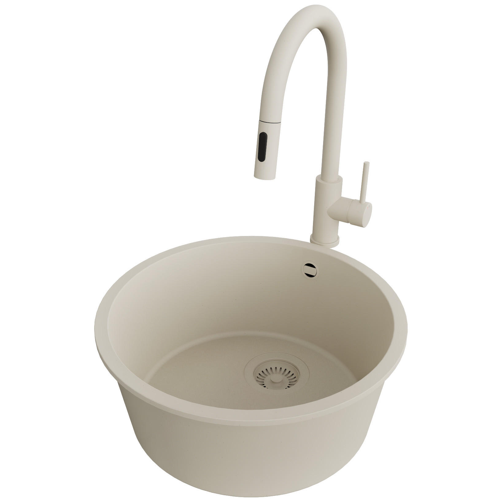 UNTERBAUSPÜLE GRANIT Valletta, 2-er set Beige 46/46 cm 1 Becken + Küchenarmatur 40/20 cm + Ablauf-Set ab 50er Unterschrank - Beige, Kunststoff (46/20/46cm) - Primagran