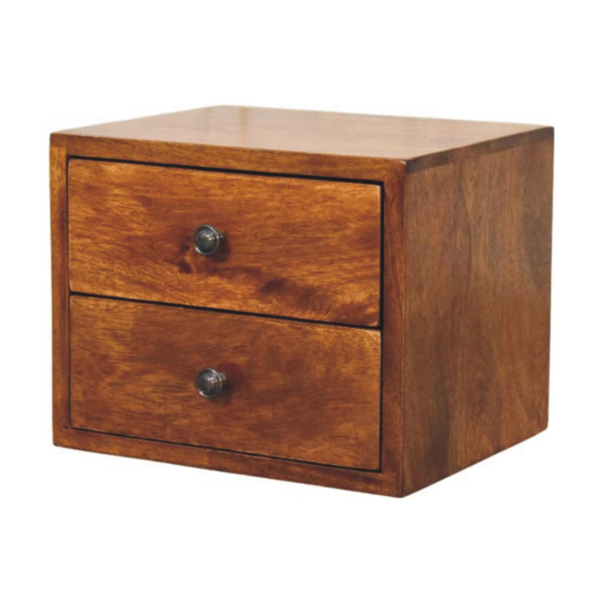NACHTTISCH Solis, wandmontiert, Braun. - Messingfarben/Braun, Mangoholz/Holz (30/24/35cm) - Artisan Furniture