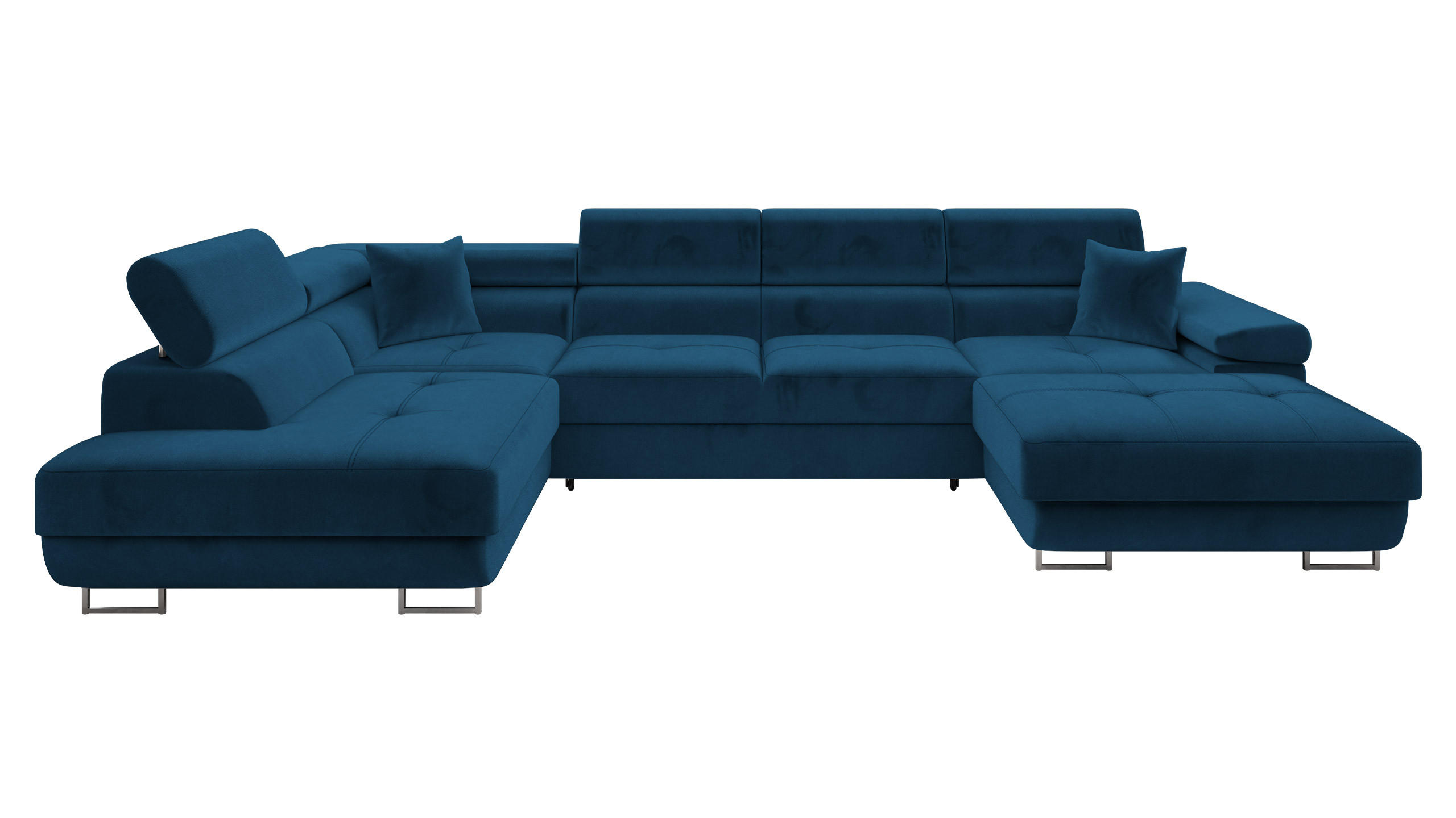 WOHNLANDSCHAFT Torezio Bis, Seite: Links - Blau, Holz/Textil (346/90/203cm) - MIRJAN24