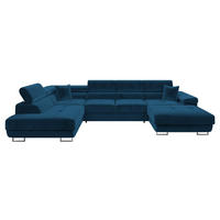 WOHNLANDSCHAFT Torezio Bis, Seite: Links - Blau, Holz/Textil (346/90/203cm) - MIRJAN24