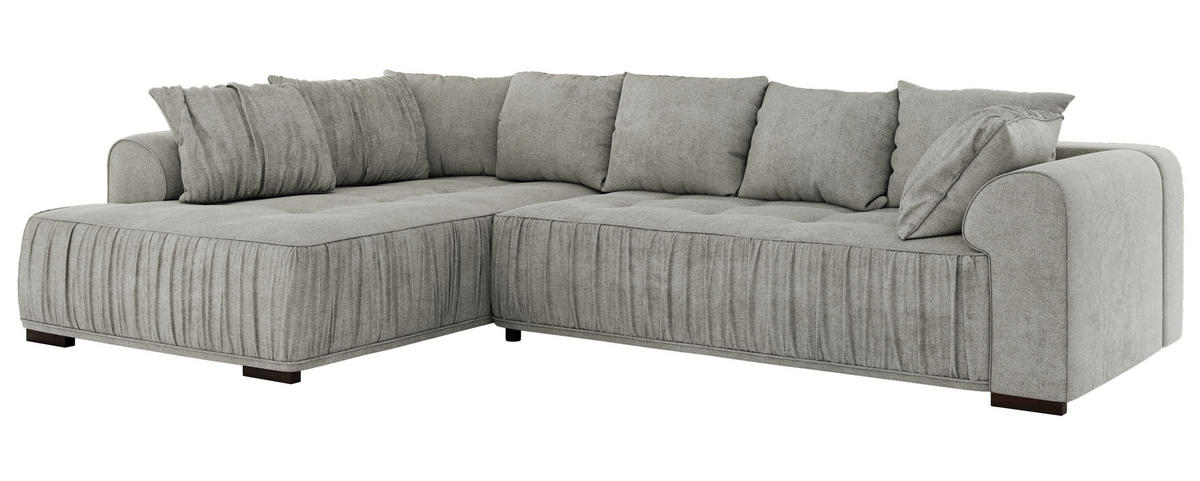 ECKSOFA ORTA Hellgrau Stukture - Links - Hellgrau/Schwarz, Textil (325/200cm) - MKS