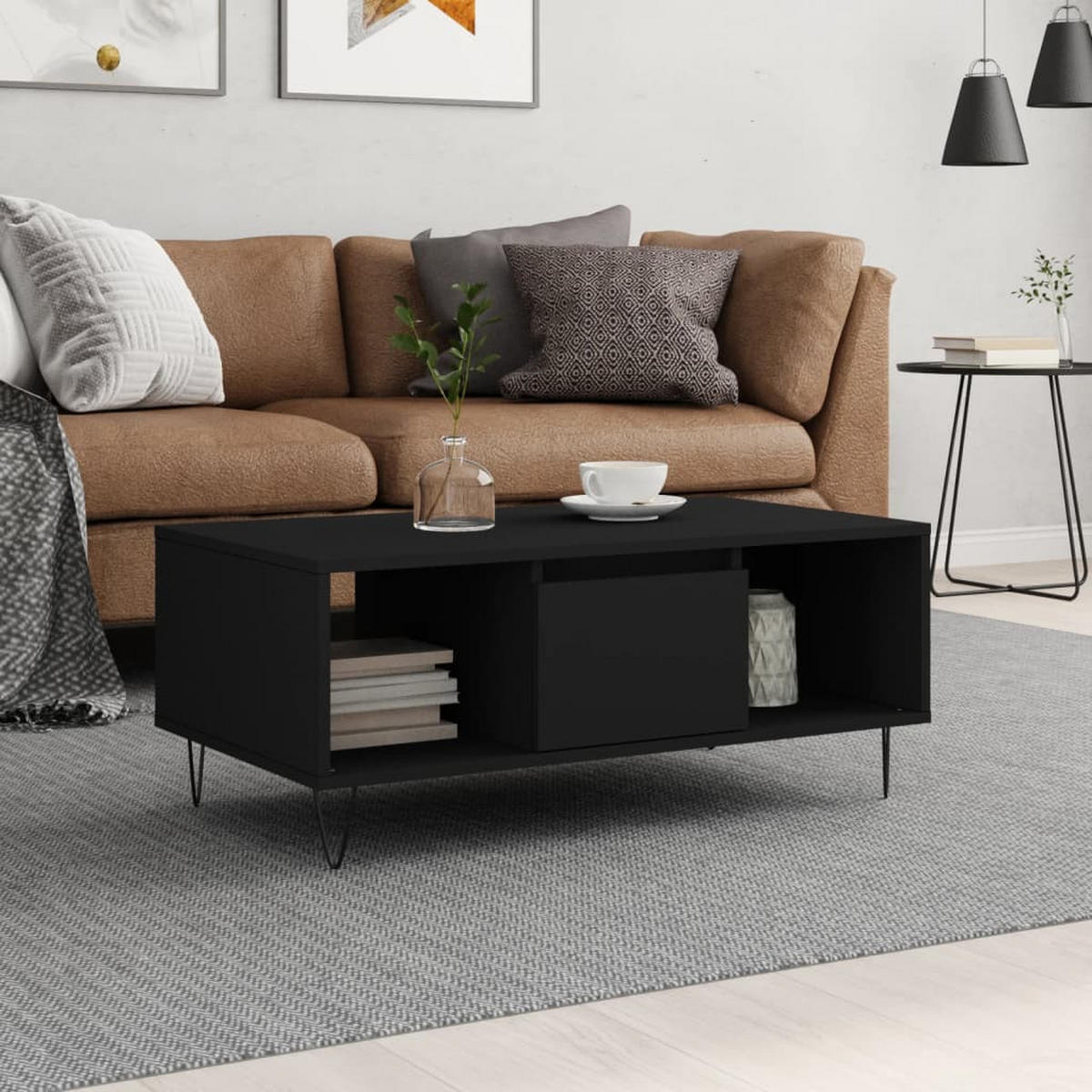 COUCHTISCH Schwarz 90x50x36,5 cm Holzwerkstoff - Schwarz, Holzwerkstoff (90/50/36.5cm) - furnicato