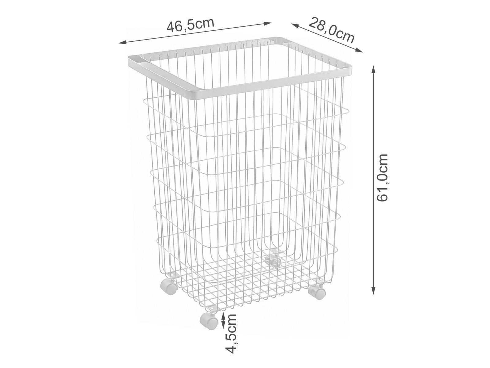 WÄSCHEKORB Tower weiß 46/61/28 cm auf Rollen - Weiß, Metall (46/61/28cm) - Yamazaki
