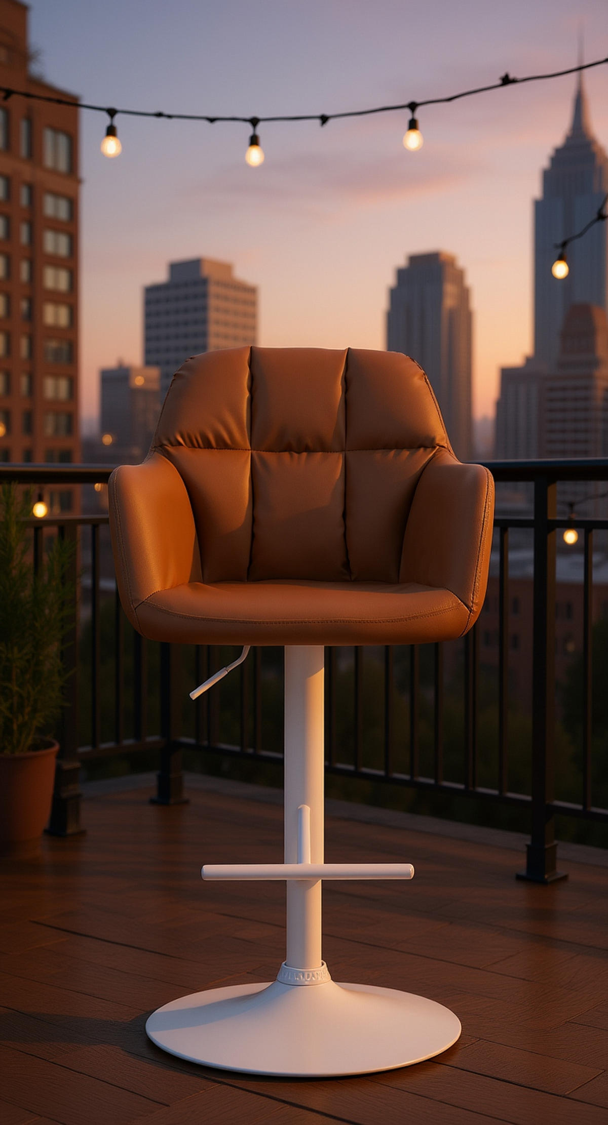 BARHOCKER Nardo Kunstleder weiß hellbraun - Braun/Weiß, Kunststoff/Metall (57/118/59cm) - TPFLiving