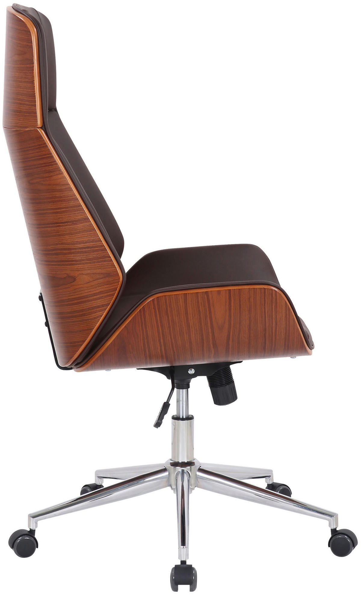 DREHSTUHL Lederlook Walnuss/Braun - Chromfarben/Walnussfarben, Textil/Metall (58/110/66cm) - CLP