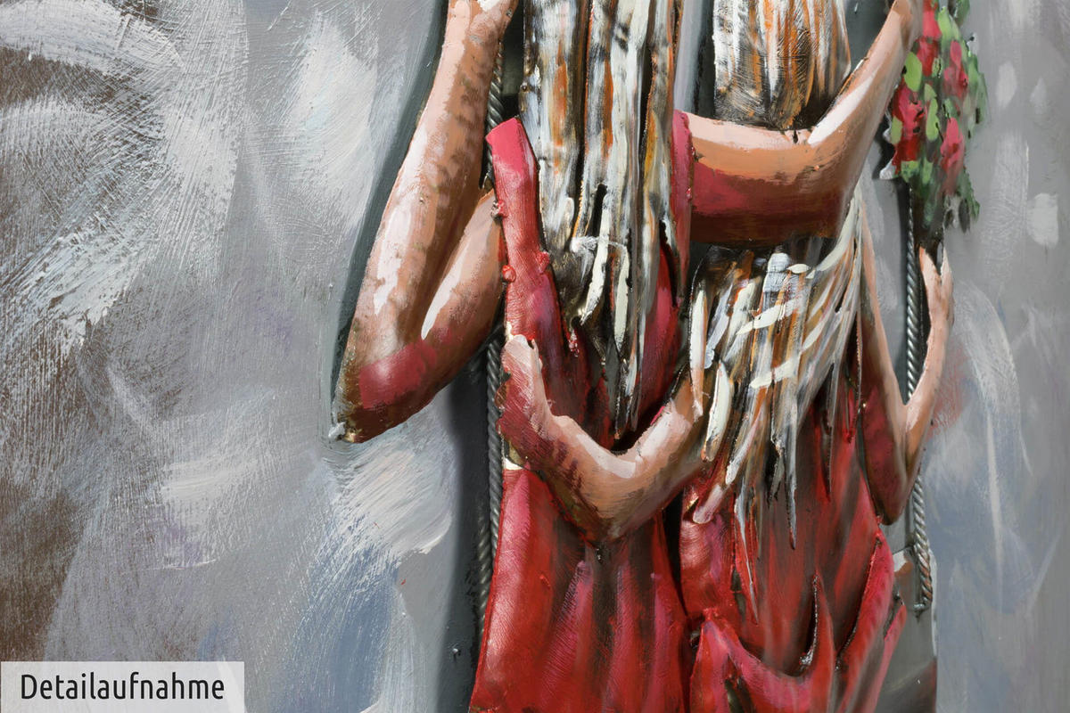 METALLBILD Taupe 80/60 cm - Rot/Grau, Metall (80/60cm) - KUNSTLOFT