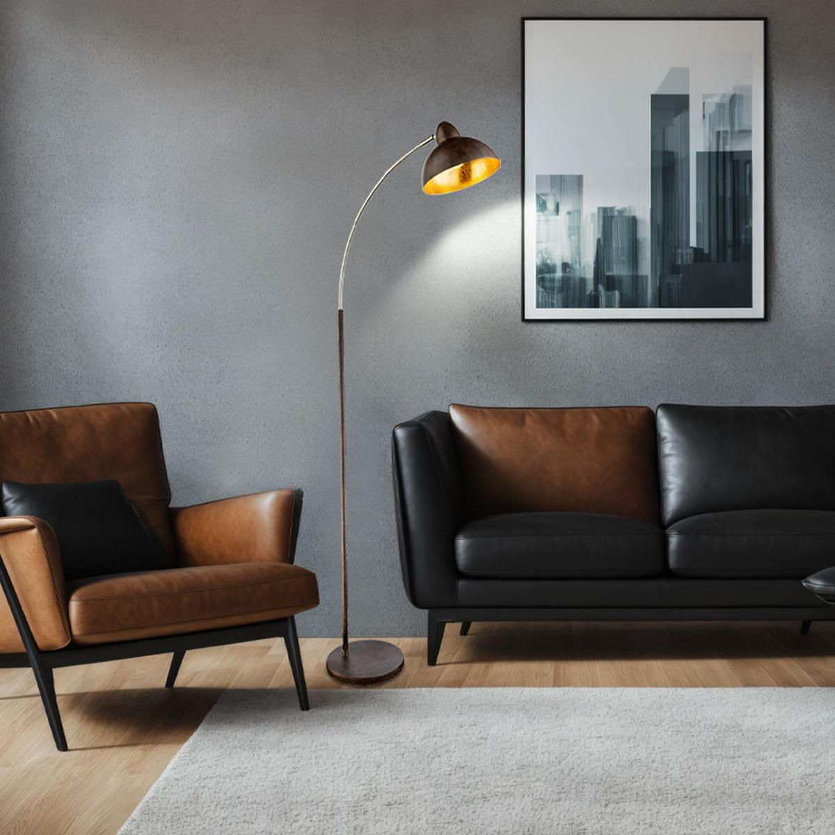 LED STEHLEUCHTE Anita Braun Rostoptik - Braun, Metall (51/25/155cm) - Globo Lighting