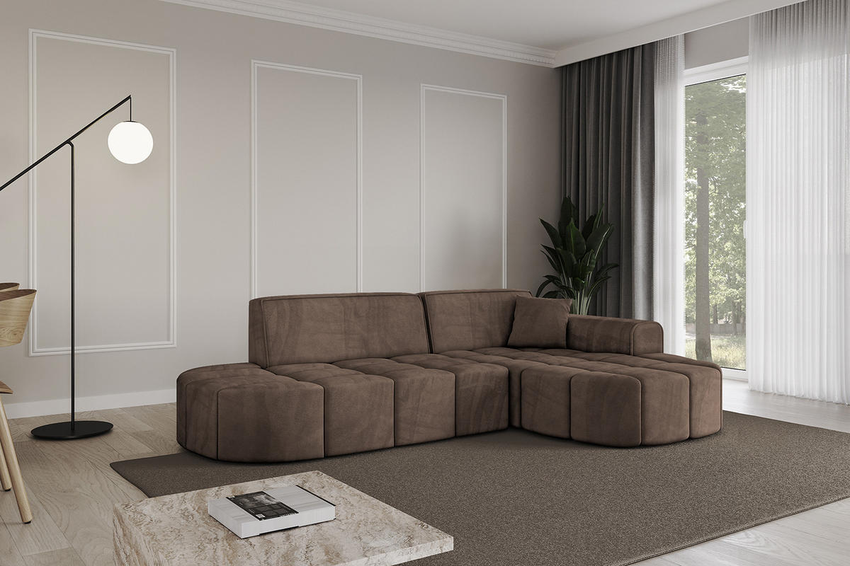ECKSOFA Ottomane Rechts LIVO-L1 - 252x173x79,5 cm Braun - Braun, Holzwerkstoff/Textil (252/173cm) - ALTDECOR