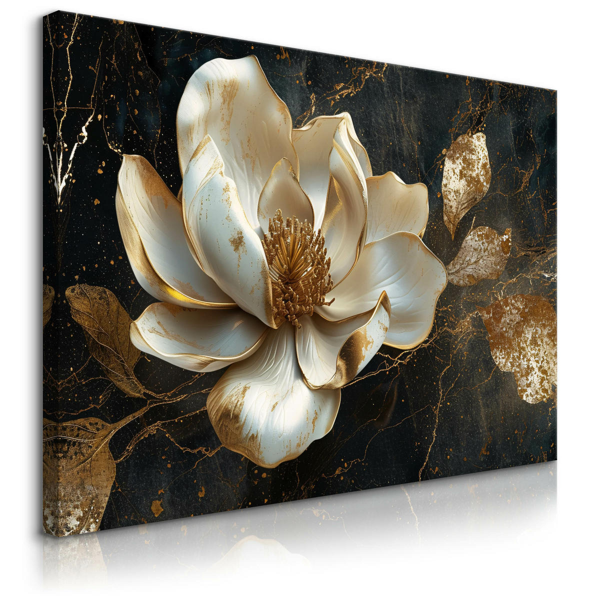 LEINWANDBILD Blume 3D Abstraktion Glamour 120/80 cm - Beige/Schwarz, Textil (120/80cm) - Muralo