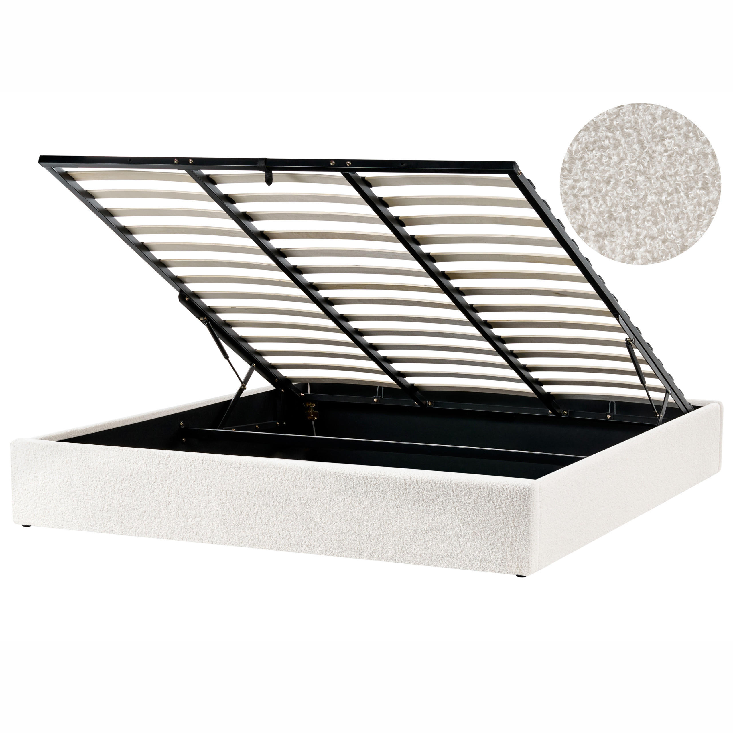 BETT mit Stauraum 180/200 cm Cremeweiß Dinan - Weiß, Textil (180/200cm) - Beliani