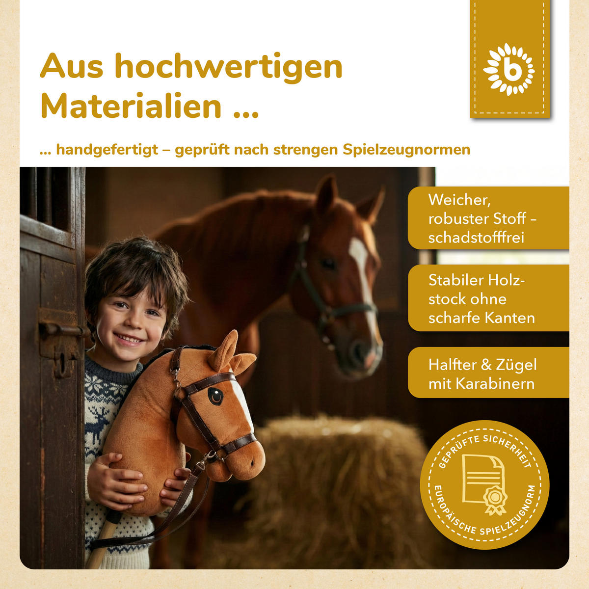 HOBBY-HORSE Steckenpferd Fuchs Größe M - Braun, Textil (35/79cm) - Bieco Spielwaren