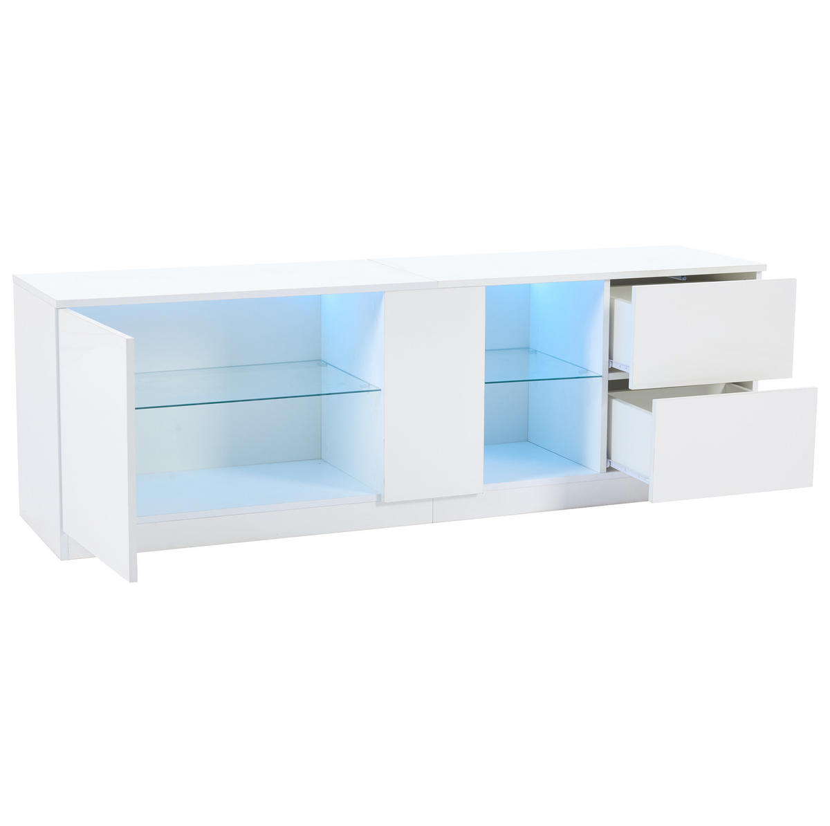 TV-ELEMENT mit LED 160 x 40 x 52 cm Weiß Hochglanz - Weiß, Holzwerkstoff (40/52/160cm) - Beauniv