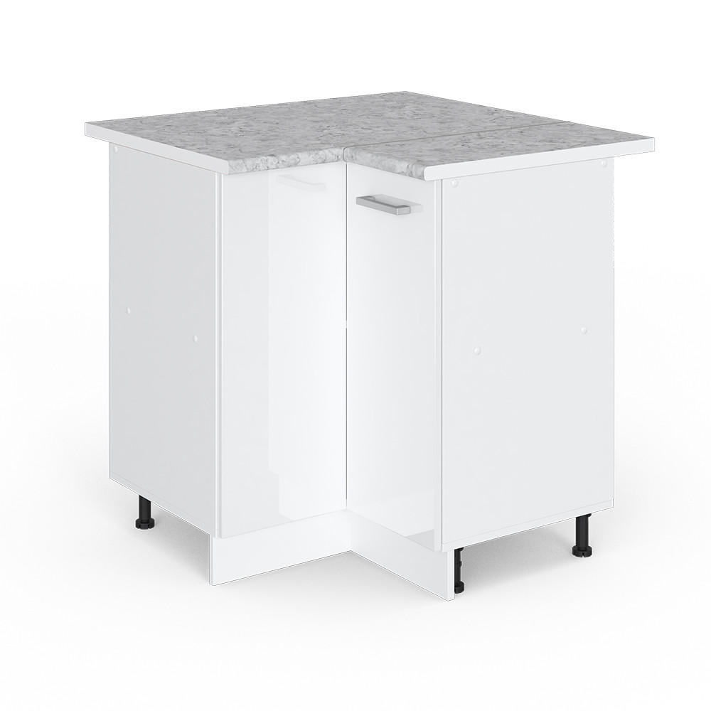ECKSCHRANK FÜR HAUSRAT R-Line Weiß Hochglanz 75.6 cm mit Tür, mit Arbeitsplatte - Weiß Hochglanz/Weiß, Holzwerkstoff (75.6/81.6/60cm) - Vicco