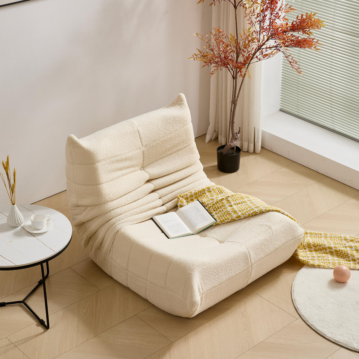 LIEGESESSEL in Sacksessel-Form 112/120/82 cm Beige für Schlafzimmer Wohnzimmer - Beige, Textil (120/82/112cm) - OKWISH