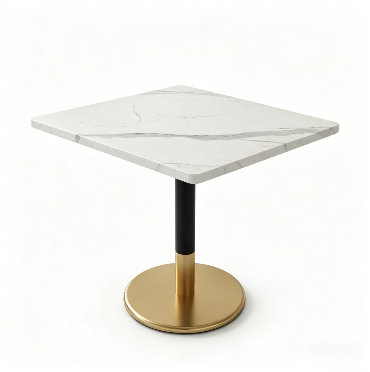 ESSTISCH 80/60 cm in Weiß/Schwarz mit Marmor-Optik und Metallgestell - Weiß, Metall (60/80/75cm) - BEAOK