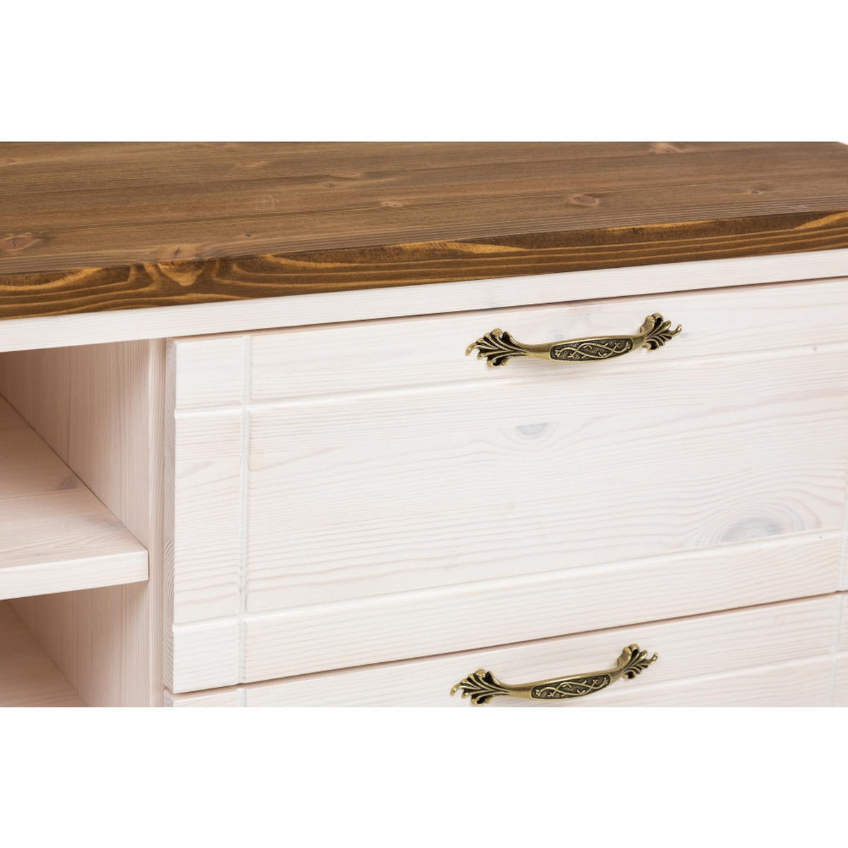 LOWBOARD 154 cm - Dunkelbraun/Weiß, Holz (154/58/47cm) - MSL wooden furniture