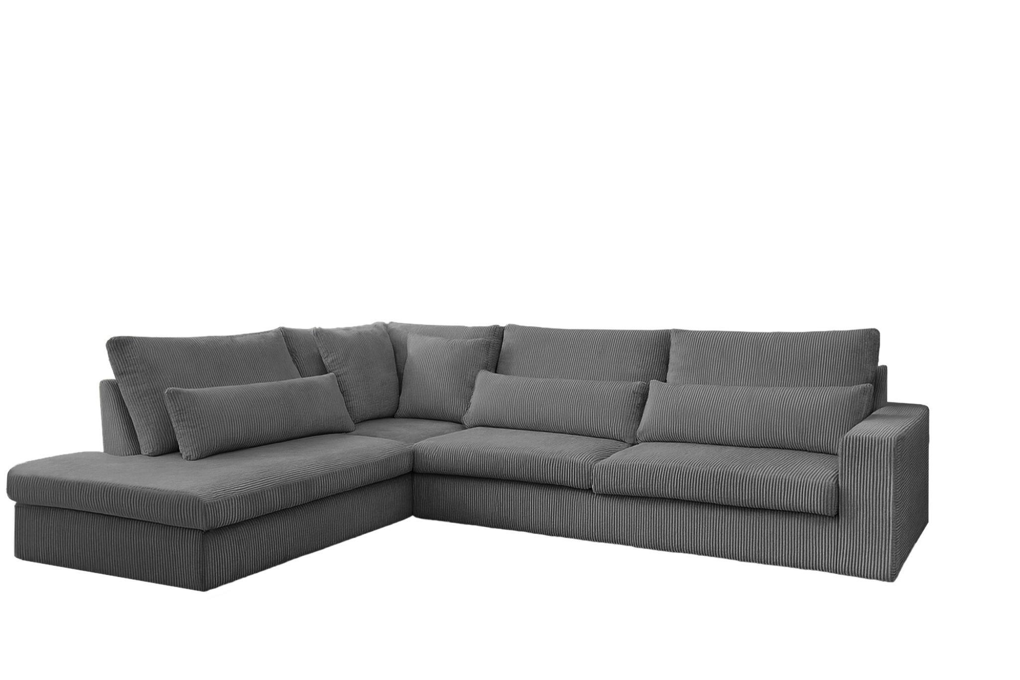 ECKSOFA L-Form SVEN Stoff Poso Taubengrau Links - Grau, Textil (315/245cm) - Kaiser Möbel