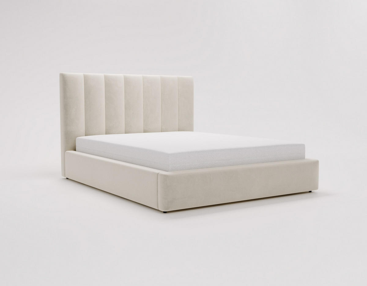 POLSTERBETT 140x200 cm Velor, Lattenrost, Bettkasten, Beige - Beige, Holz/Textil (140/200cm) - Emporius