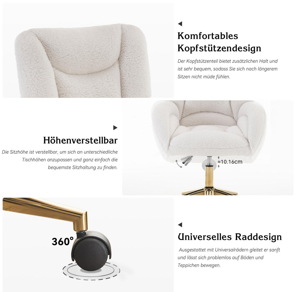 DREHSTUHL höhenverstellbar 64 x 62 x 92,5 cm Teddy White - Weiß, Kunststoff (62/92.5/64cm) - Meubliv
