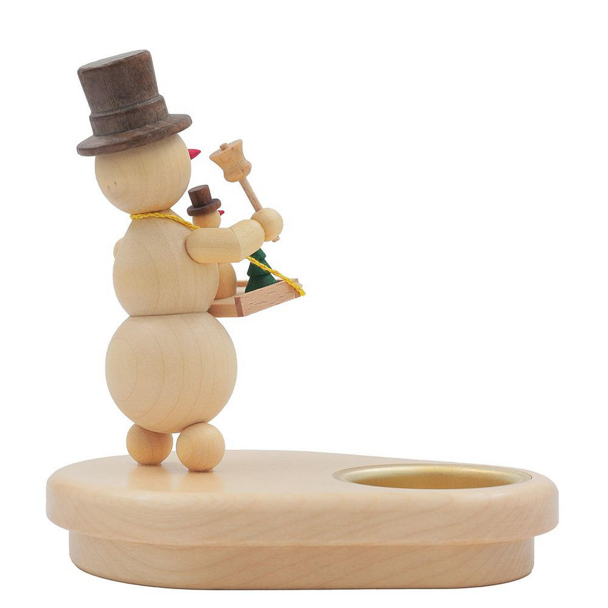 HOLZFIGUR Schneemann mit Bauchladen und Teelicht 13/13 cm - Multicolor, Holz (13/13/0.1cm)