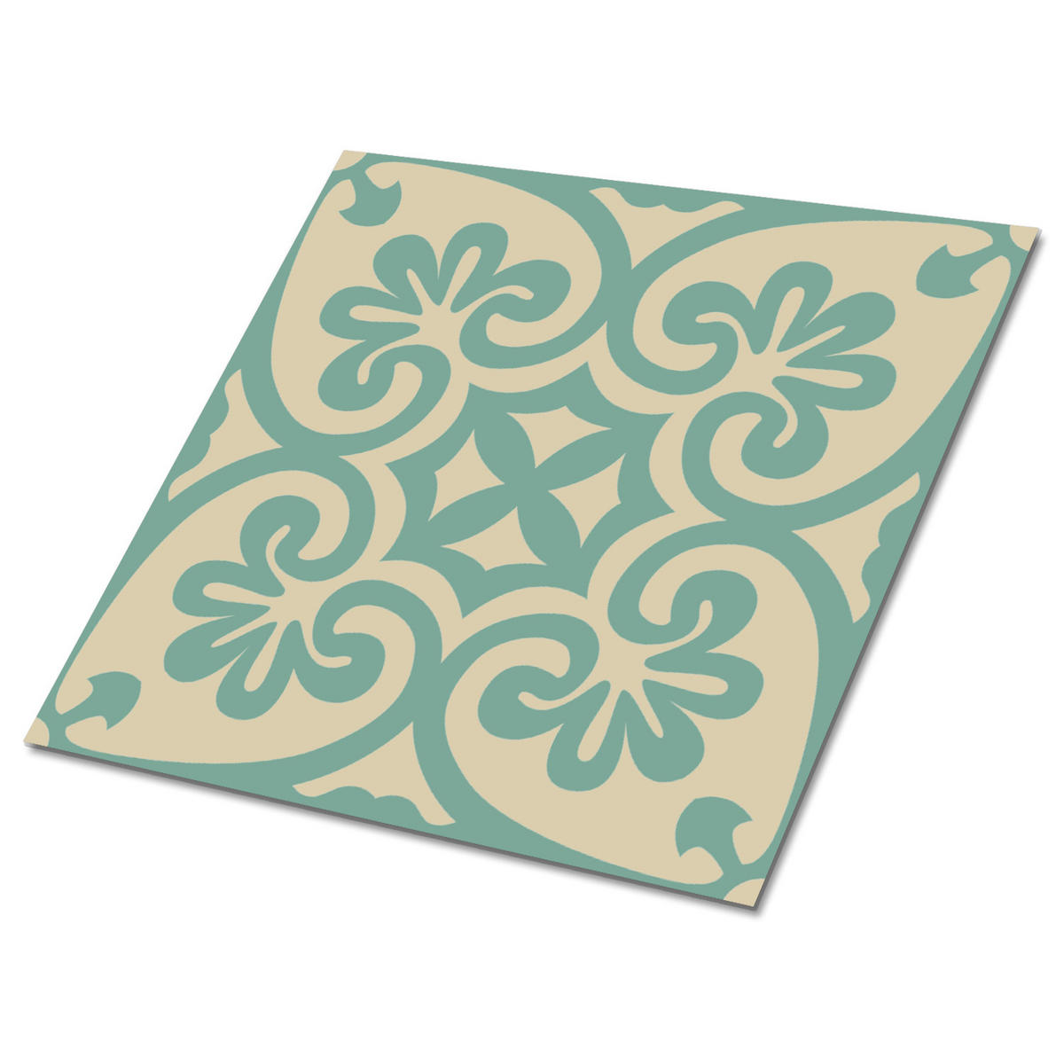 FLIESENAUFKLEBER 9 Stück 30x30 cm selbstklebend Orientalische Atmosphäre - Grün, Textil (30/1.6/30cm) - TULUP