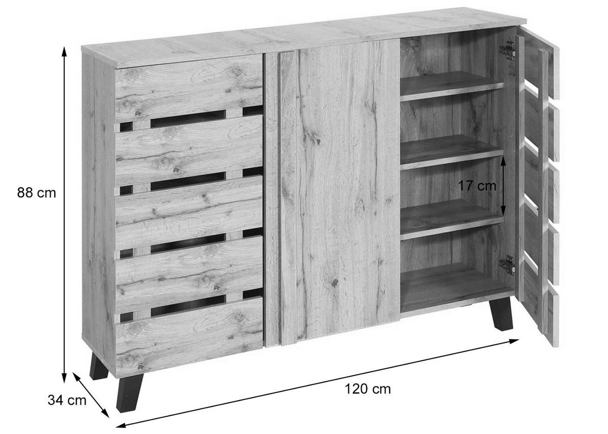 SIDEBOARD Braun - Braun, Holz (120/88/34cm) - MCW