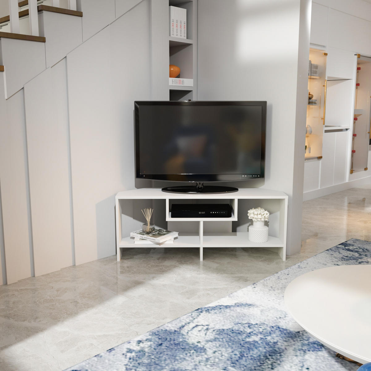 TV-LOWBOARD Maldiv - Weiß, Holzwerkstoff (114.44/47/35cm) - Decorotika