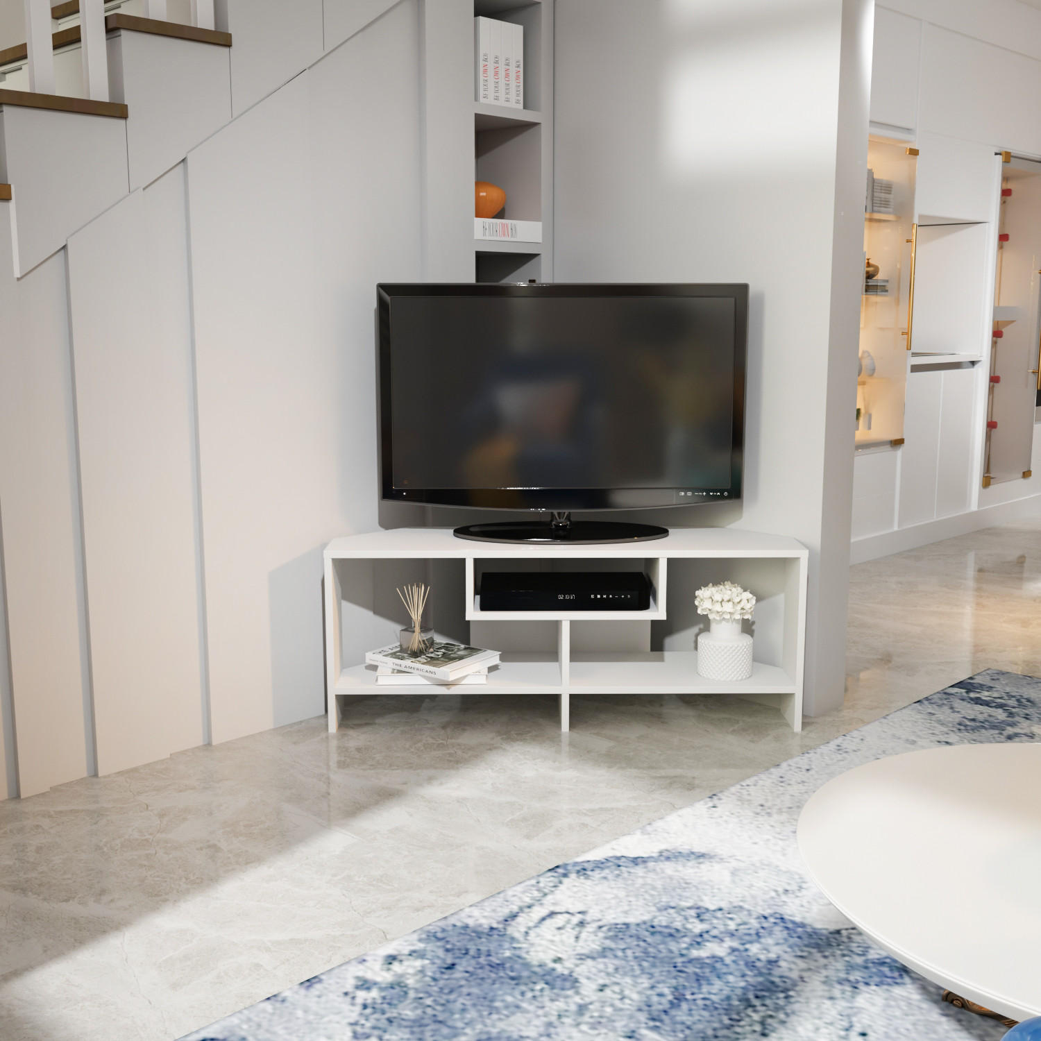 Thumbnail - Decorotika Tv-Lowboard, Weiß, Holzwerkstoff, 114.44x47x35 cm, Wohnzimmer, Wohnwände, Lowboards, Lowboards stehend